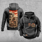 Trucker Workday Portrait Vintage Hoodie in Dark Gray, front and back views with CUSTOM NAME and SINCE 2000 chest samples, truck-and-steering-wheel chest emblems, and a tall kneeling-trucker road scene on the back.