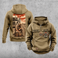 Trucker Workday Portrait Vintage Hoodie in Kaki, front and back views with CUSTOM NAME and SINCE 2000 chest samples, truck-and-steering-wheel chest emblems, and a tall kneeling-trucker road scene on the back.