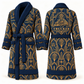 Personalized Trucker Bathrobe - Art Deco Craft blue front and back view