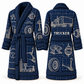 Personalized Trucker Bathrobe - Blueprint Workshop blue front and back view