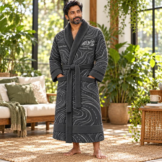 Personalized Trucker Bathrobe - Contour Lines lifestyle view