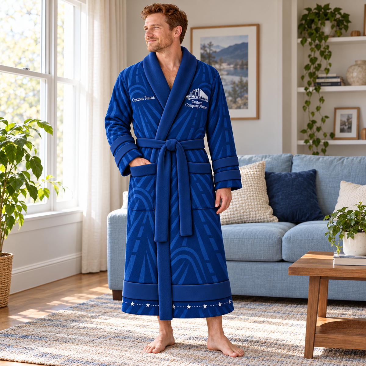 Personalized Trucker Bathrobe - Signature Silhouette lifestyle view