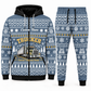 trucker blue-gray Winter Snowflake full-zip hoodie and jogger combo with Custom Name and Custom Company Name