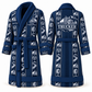 Personalized Trucker Bathrobe - Workbench Stripes blue front and back view