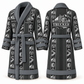 Personalized Trucker Bathrobe - Workbench Stripes slate front and back view