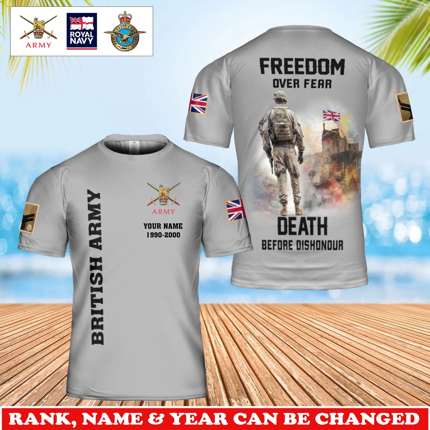 Personalized UK Soldier/Veteran Camo with Rank, Name and Year T-Shirt All Over Printed - 17733600