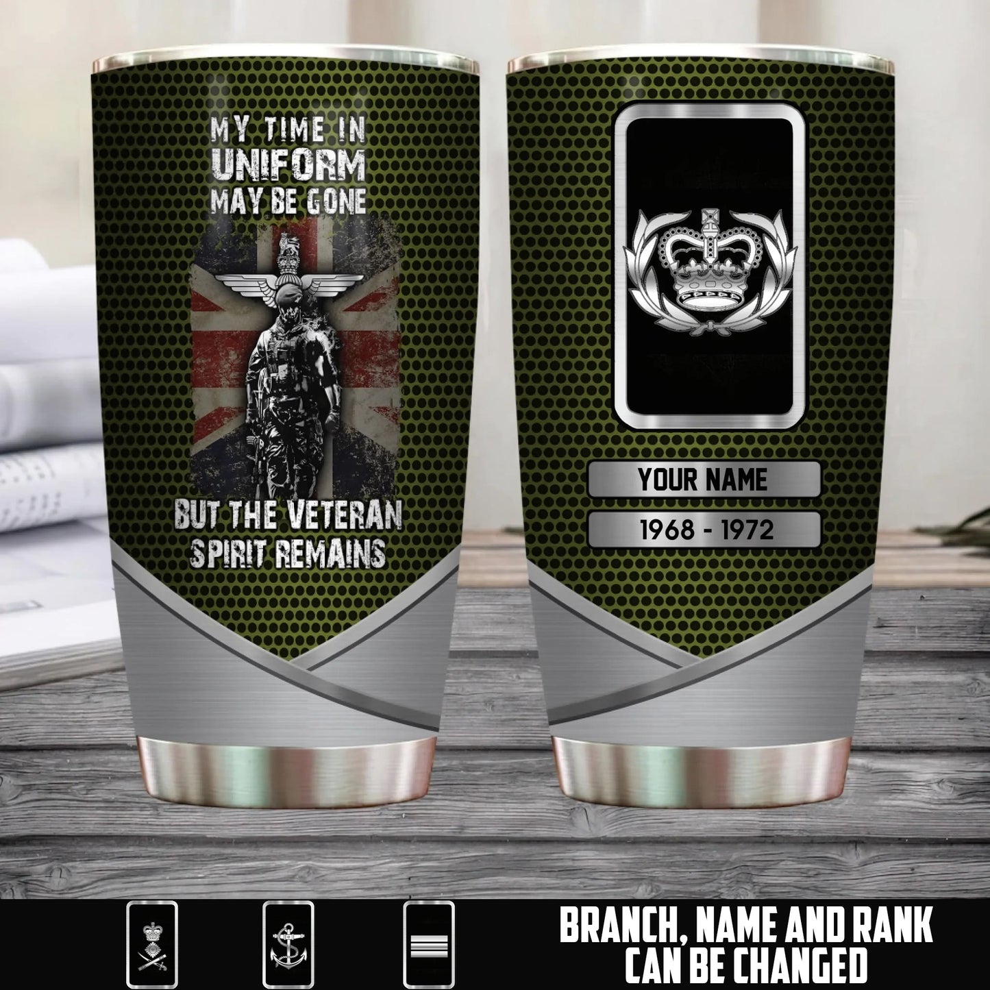 Personalized UK Veteran/ Soldier With Rank, Name And Year Camo Tumbler - 1757289602