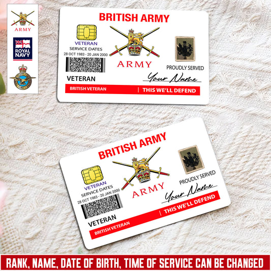 Personalized UK Soldier/ Veteran With Rank, Name And Year Aluminum Wallet Card - 17671392