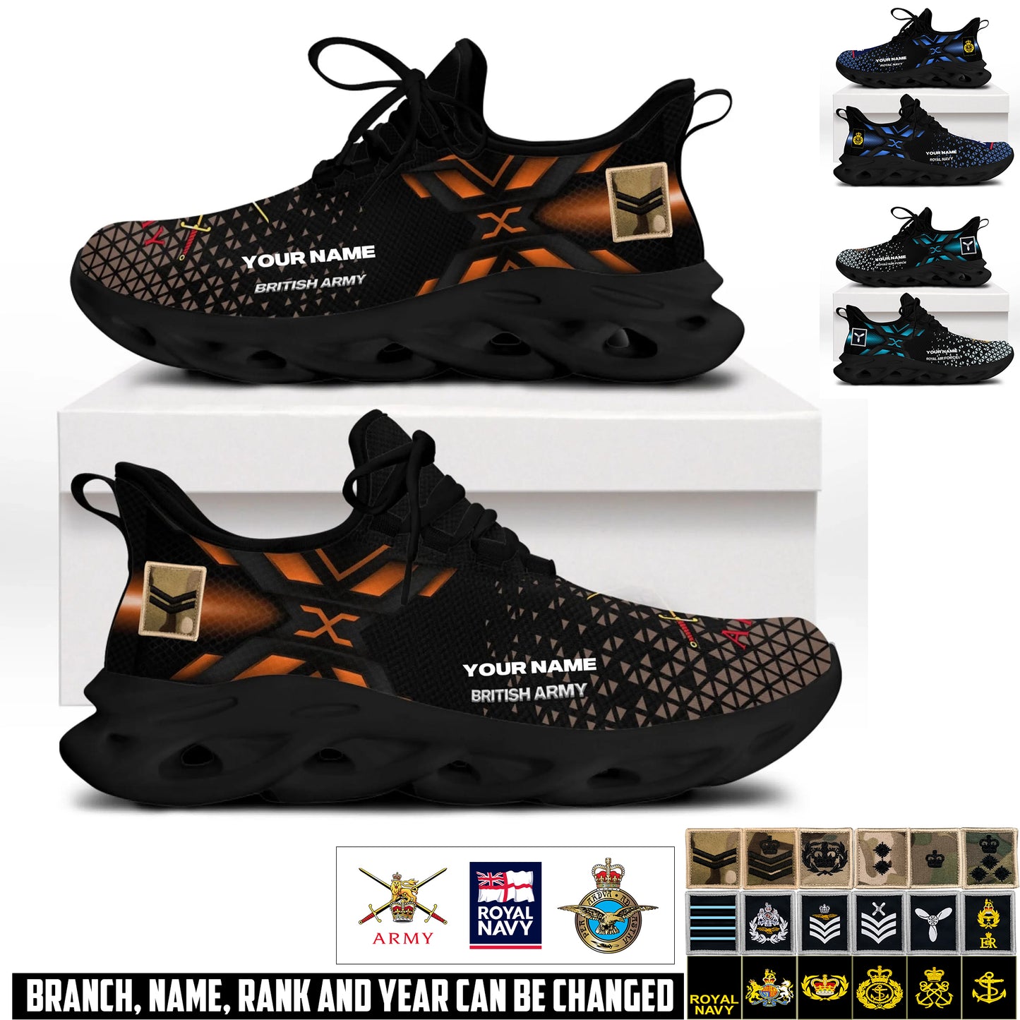 Personalized UK Soldier/ Veteran With Name And Rank Men Sneakers - 17592768