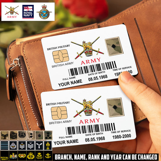 Personalized UK Soldier/ Veteran With Rank, Name And Year Aluminum Wallet Card - 17507232