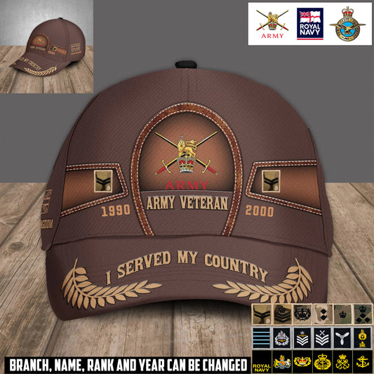 Personalized Name, Year & Rank UK Soldier/Veterans Baseball Cap - 1759795207