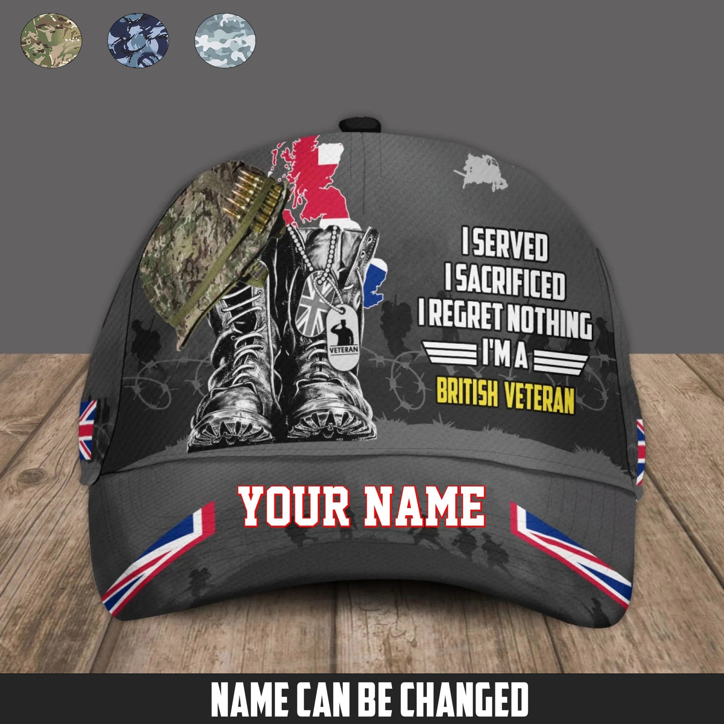 Personalized Name UK Soldier/Veterans Baseball Cap - 1759795203