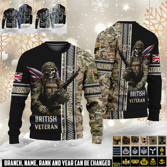 Personalized UK Soldier/Veteran Camo with Name and Rank Ugly Sweater All Over Printed - 17616960