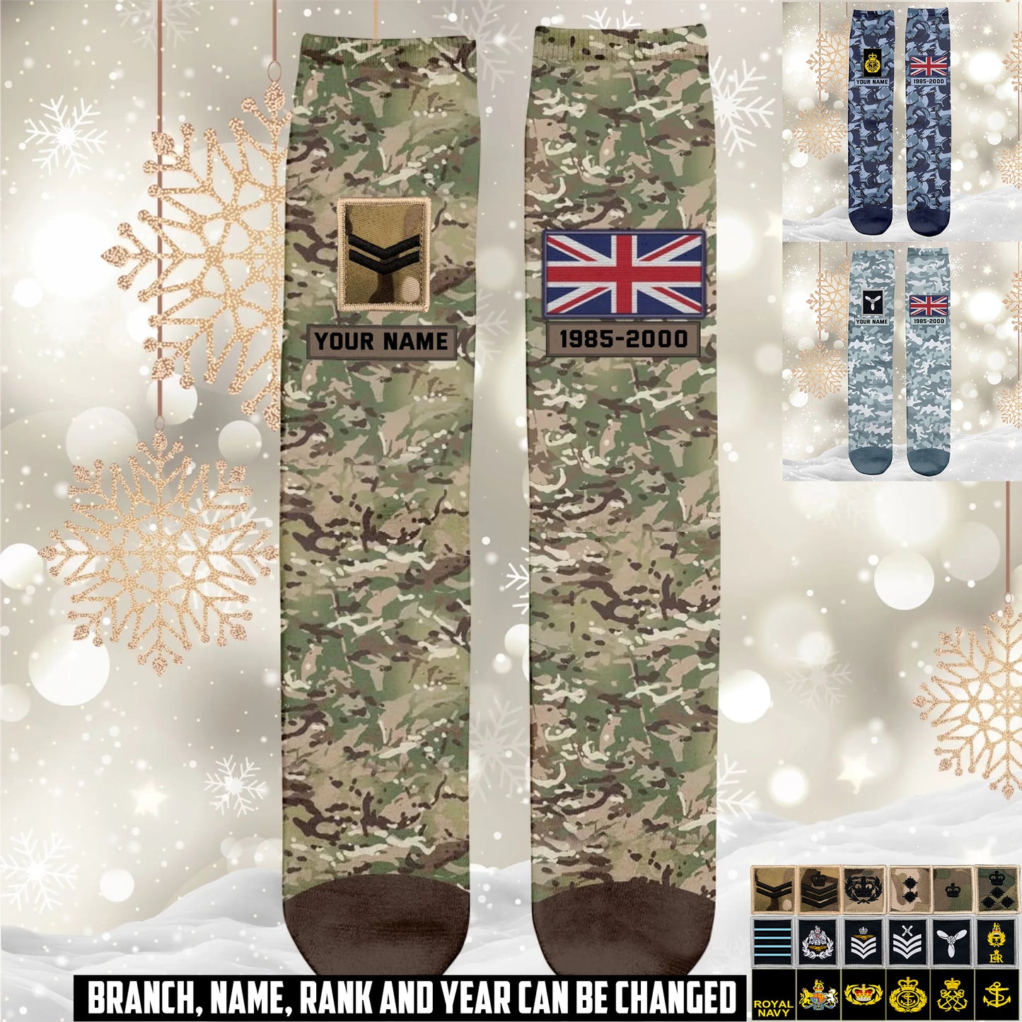 Personalized UK Soldier/ Veteran With Name And Rank Socks - 17591904
