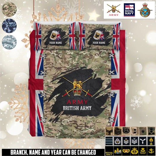 Personalized UK Soldier/ Veteran Camo With Name And Rank Bedding Set - 17658432