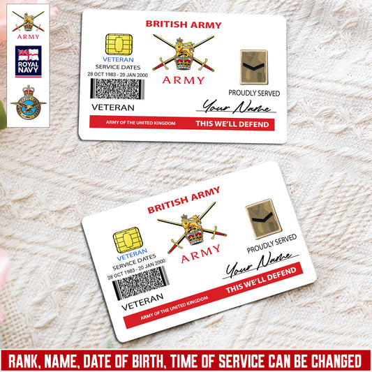 Personalized UK Soldier/ Veteran With Rank, Name And Year Aluminum Wallet Card - 17472672