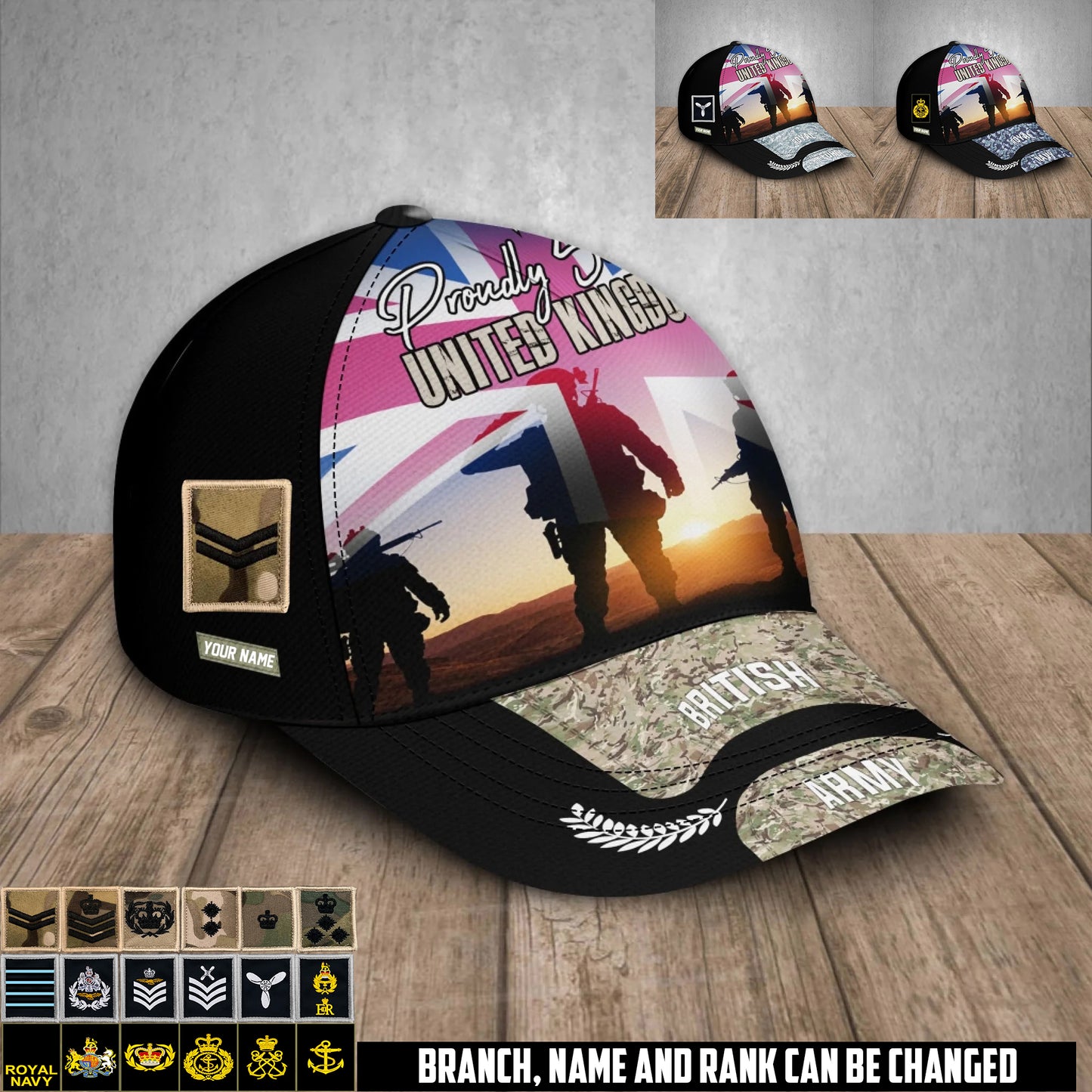Personalized Rank And Name UK Soldier/Veterans Baseball Cap - 17680032