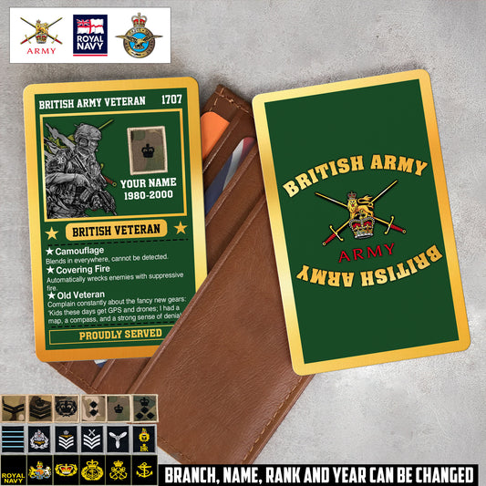 Personalized UK Soldier/ Veteran With Rank, Name And Year Aluminum Wallet Card - 17508096