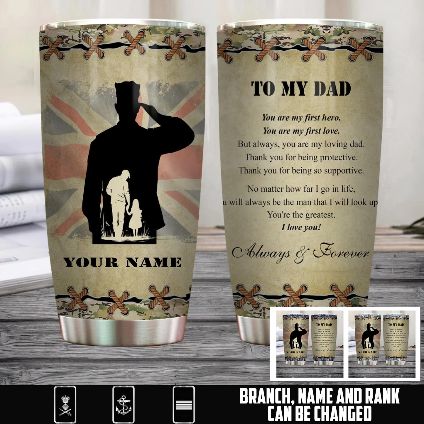 Personalized UK Veteran/ Soldier With Name Camo Tumbler - 1757289601