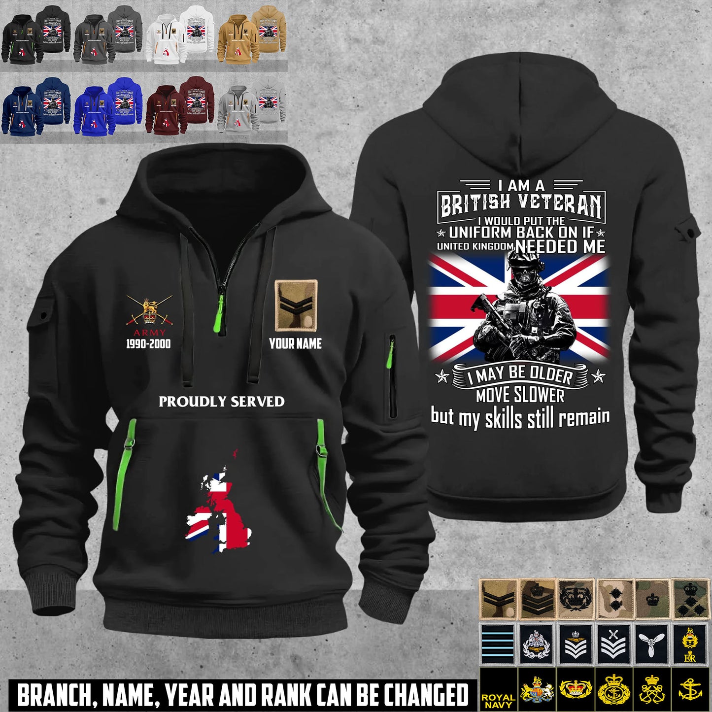 Personalized UK Soldier/ Veteran With Name, Year And Rank Zip Hoodie Multicolor - 17667936