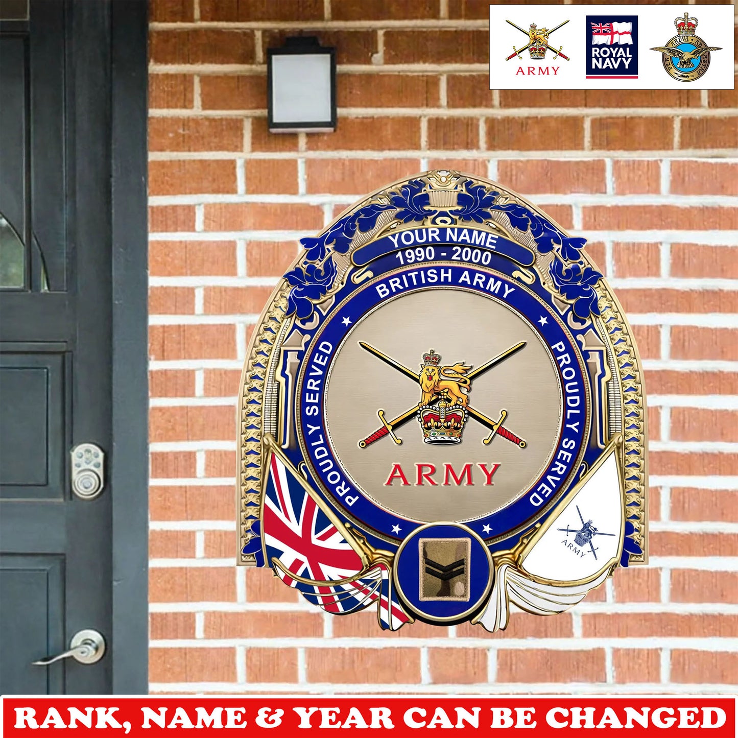 Personalized Rank, Name And Year UK Soldier/Veterans Wooden Sign - 17736192