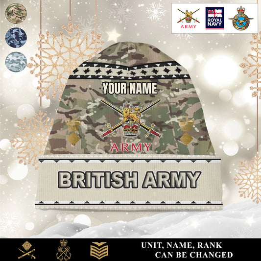 Personalized UK Soldier/Veteran Camo with Rank And Name Beanie Hat - 1765238400