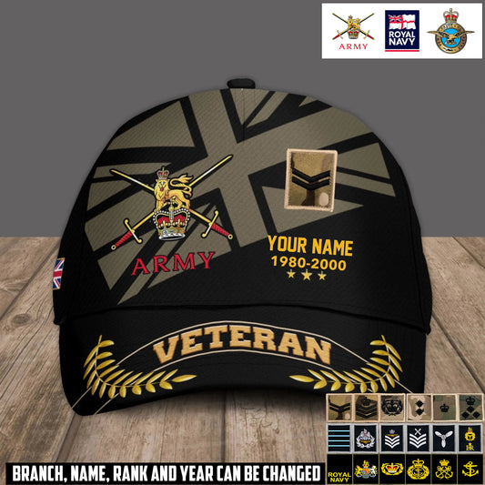 Personalized Name Year & Rank UK Soldier/Veterans Baseball Cap - 1759968004