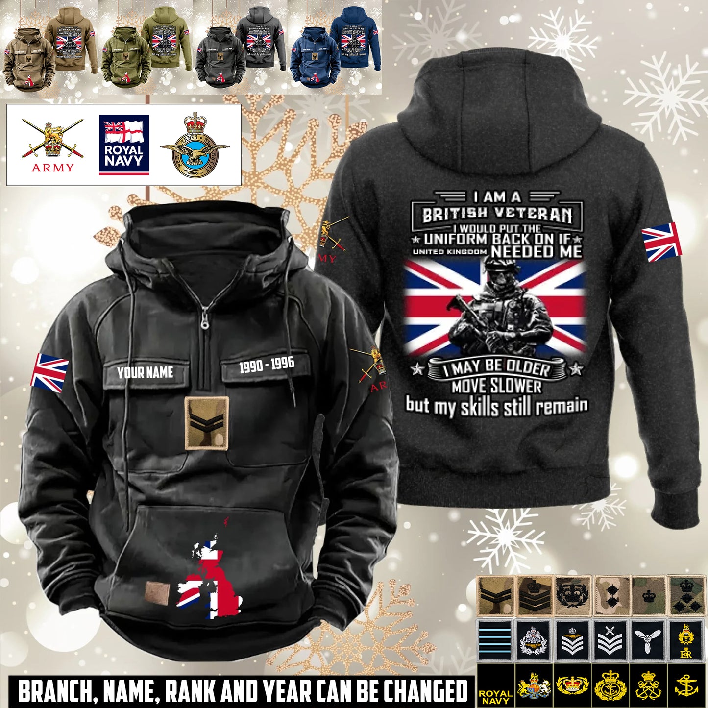 Personalized UK Soldier/Veteran Vintage Hoodie All Over Printed - 1760313603