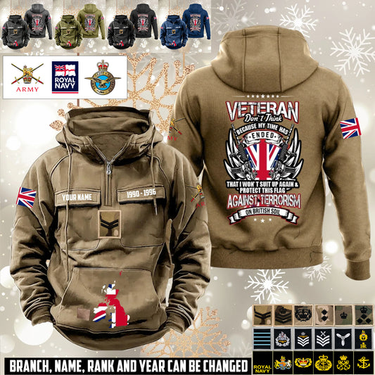Personalized UK Soldier/Veteran Vintage Hoodie All Over Printed - 1760572801
