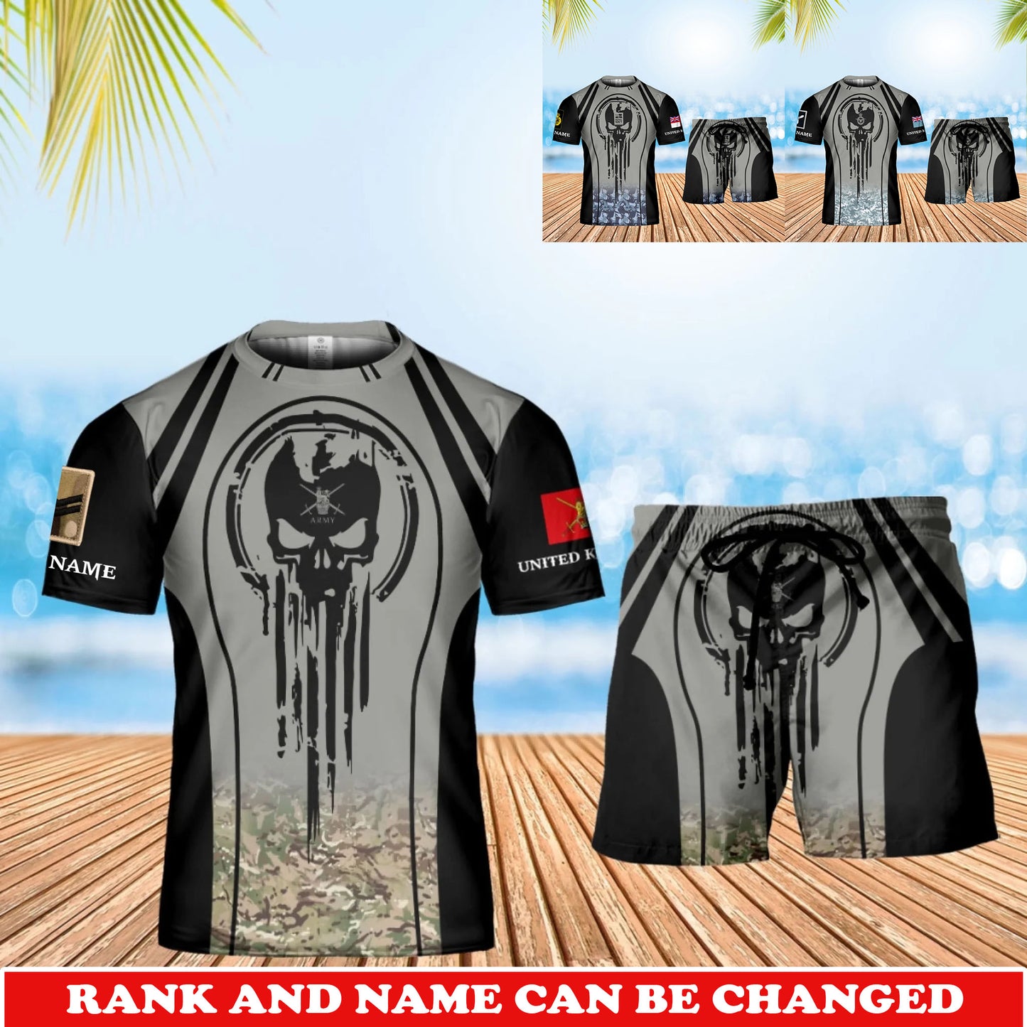 Personalized UK Veteran/ Soldier With Rank and Name Combo T-Shirt + Short All Over Print - 17741376