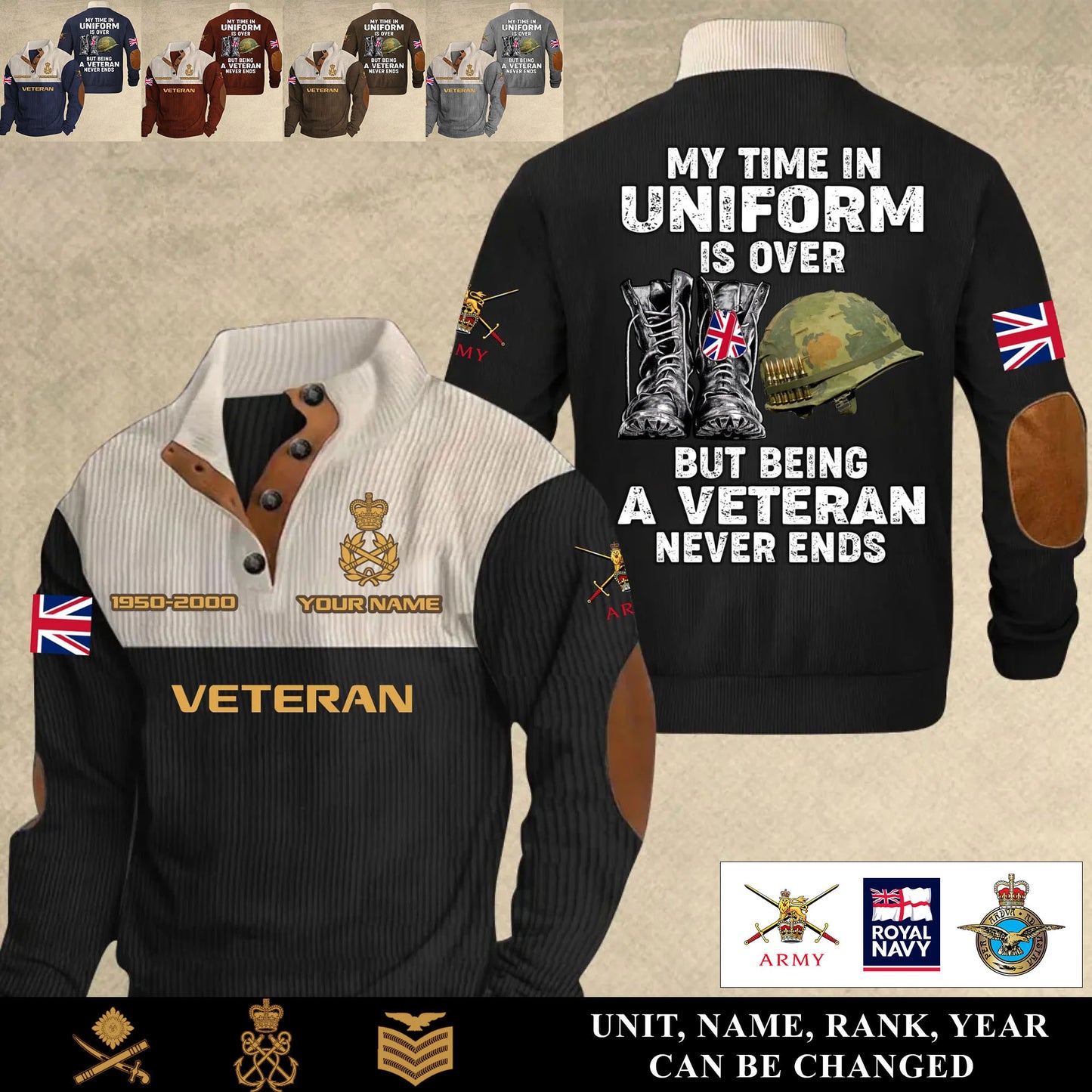 Personalized UK Soldier/ Veteran With Name, Year And Rank Sports Sweatshirt - 17553024