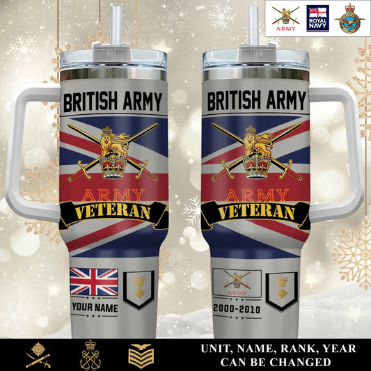 Personalized UK Veteran/ Soldier With Rank, Year And Name Camo Tumbler - 17652384