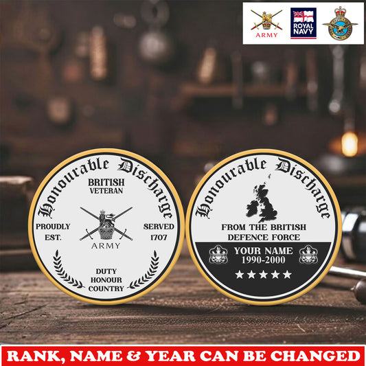 Personalized UK Veteran/ Soldier With Rank, Name And Year Challenge Coin - 17743968