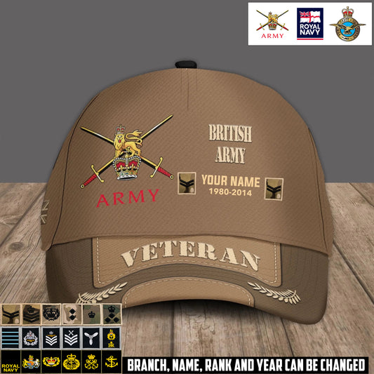 Personalized Name Year & Rank UK Soldier/Veterans Baseball Cap - 1760054401