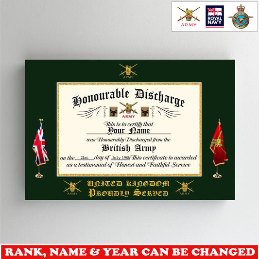 Personalized UK Soldier/Veteran with Rank, Name & Year Canvas - 17739648