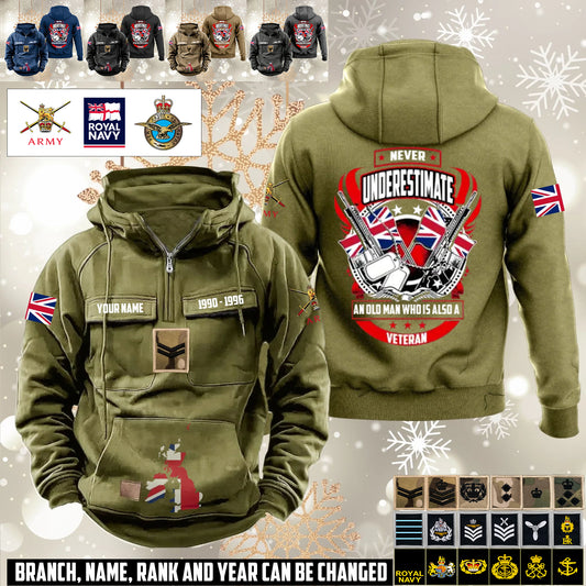 Personalized UK Soldier/Veteran Vintage Hoodie All Over Printed - 1760400003