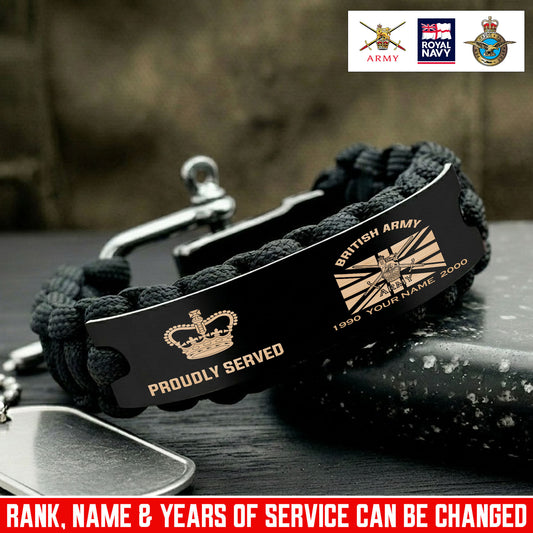 Personalized UK Soldier/ Veteran Engraved Military Paracord Bracelet With Rank, Name and Year - 17753472