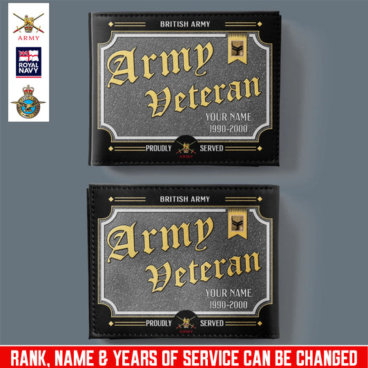 Personalized UK Soldier/ Veteran With Rank, Year And Name Leather Wallet - 17685216