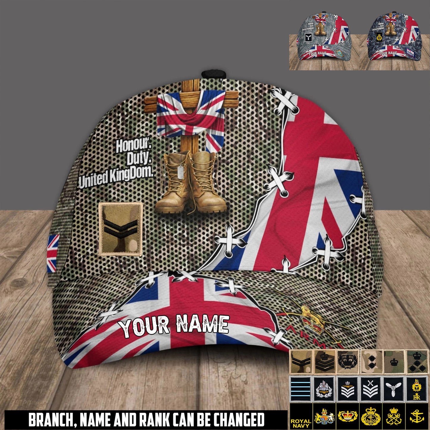 Personalized Rank And Name UK Soldier/Veterans Baseball Cap - 17684352