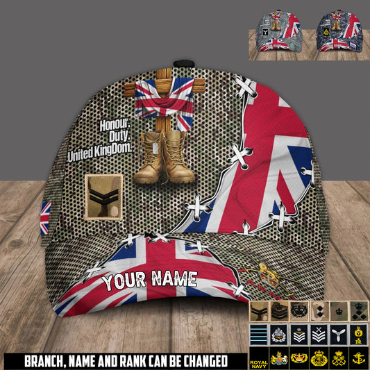 Personalized Rank And Name UK Soldier/Veterans Baseball Cap - 17684352