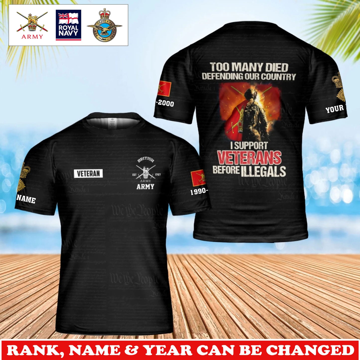 Personalized UK Soldier/Veteran Camo with Rank, Name & Year T-Shirt All Over Printed - 17737056