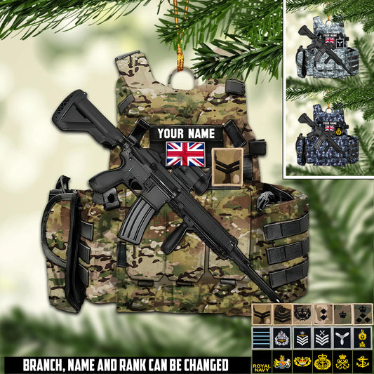 British Soldier Vest Ornament – Custom Name & Rank – Camouflage - 17577216