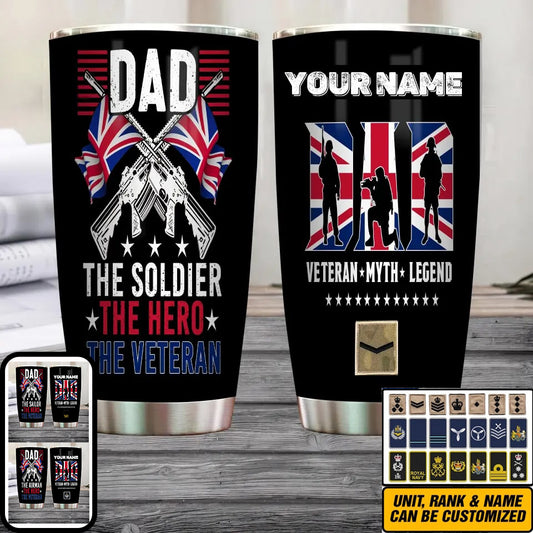Personalized United Kingdom Veteran/ Soldier With Rank And Name Camo Tumbler All Over Printed 0202240020
