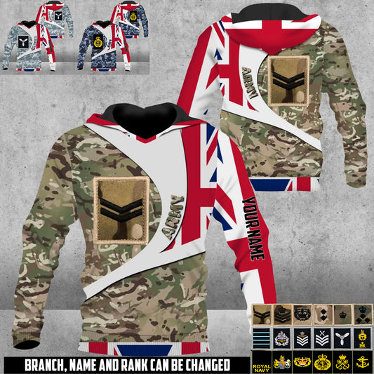 Personalized UK Soldier/Veteran Camo with Name & Rank Hoodie All Over Printed - 17675712