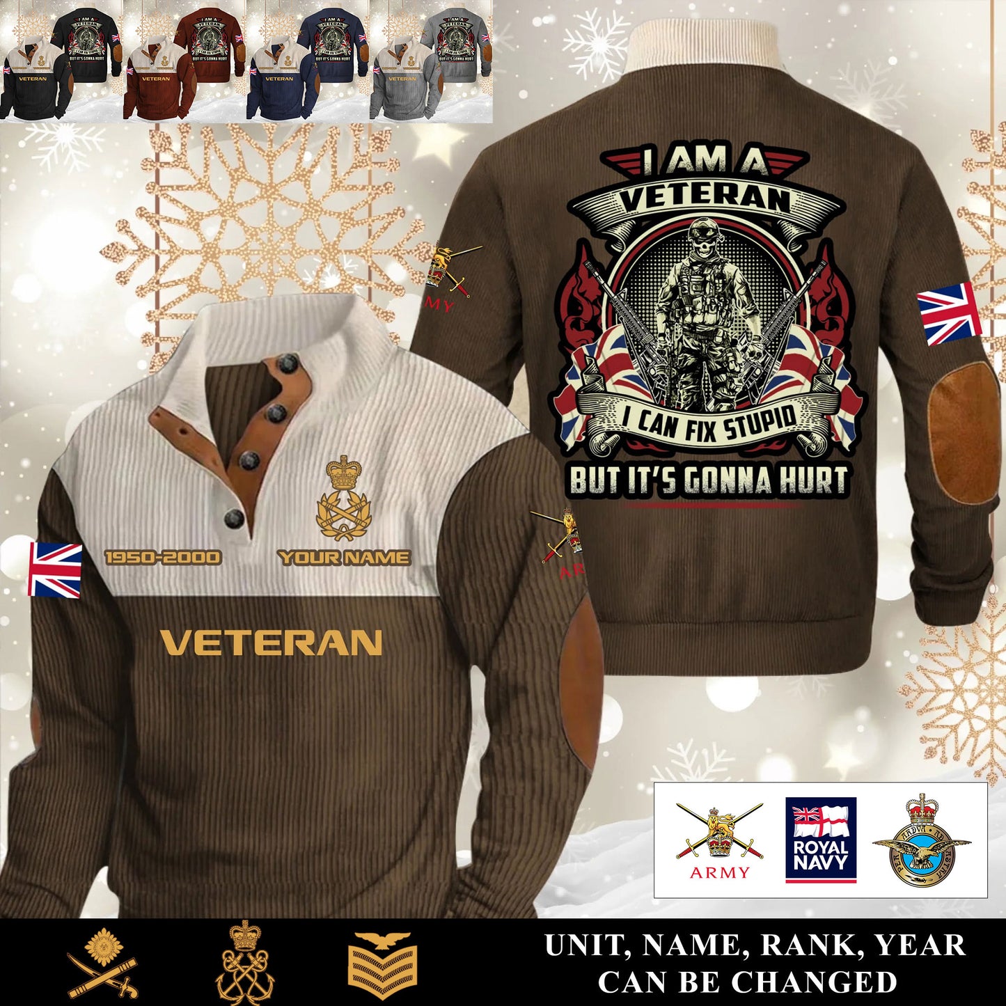 Personalized UK Soldier/ Veteran With Name, Year And Rank Sports Sweatshirt - 17554752