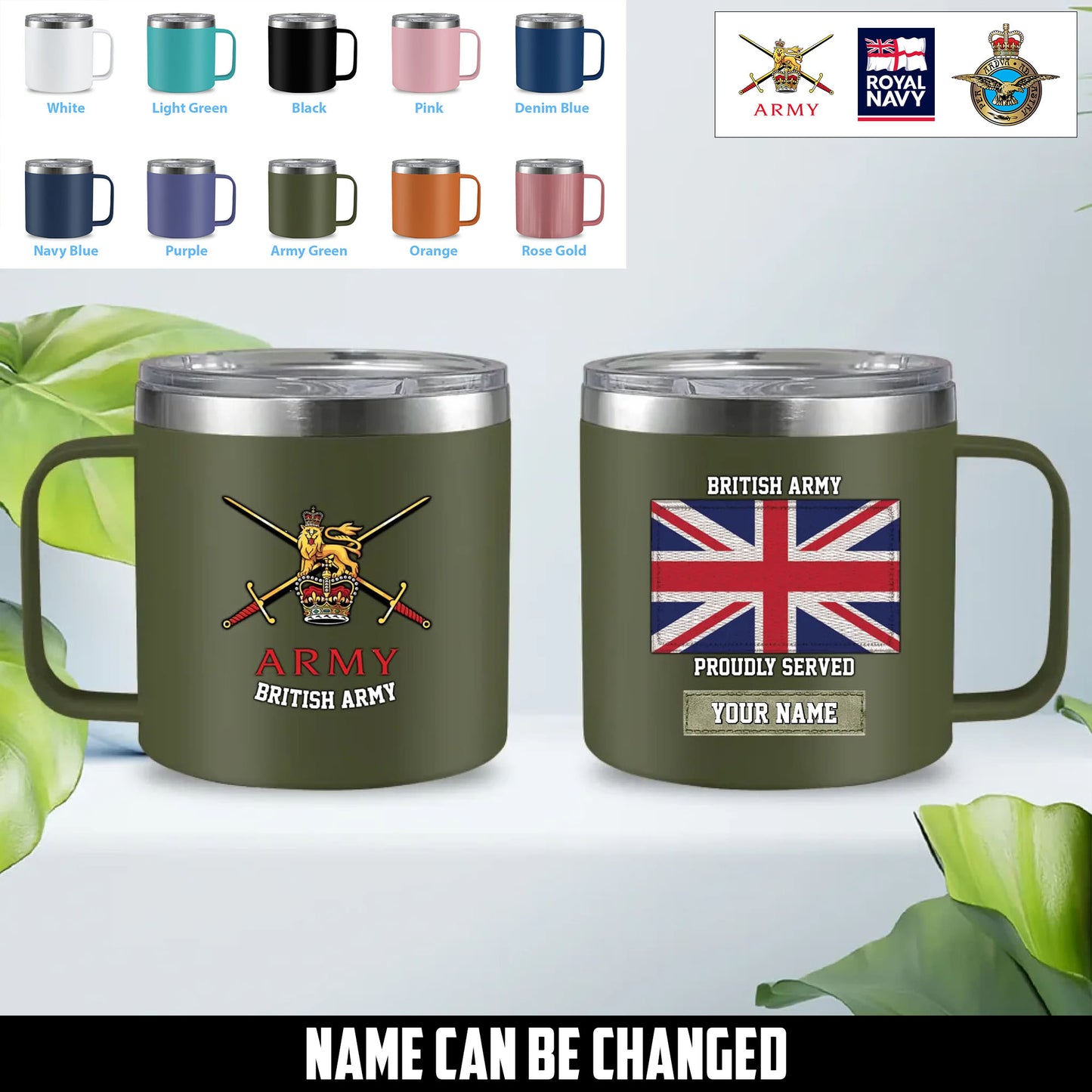 Personalized UK Soldier/ Veteran With Name  Stainless Steel Coffee Mug Printed - 1761177602