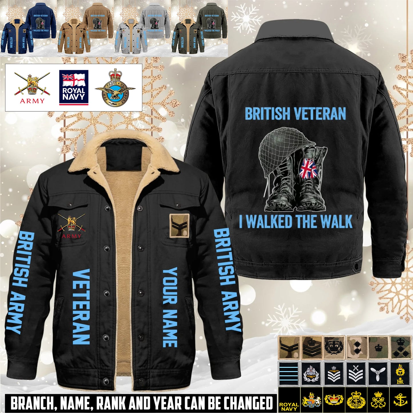 Personalized UK Soldier/ Veteran With Name And Rank Cargo Fleece Jacket - 17593632