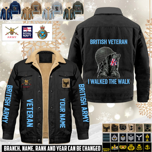 Personalized UK Soldier/ Veteran With Name And Rank Cargo Fleece Jacket - 17593632