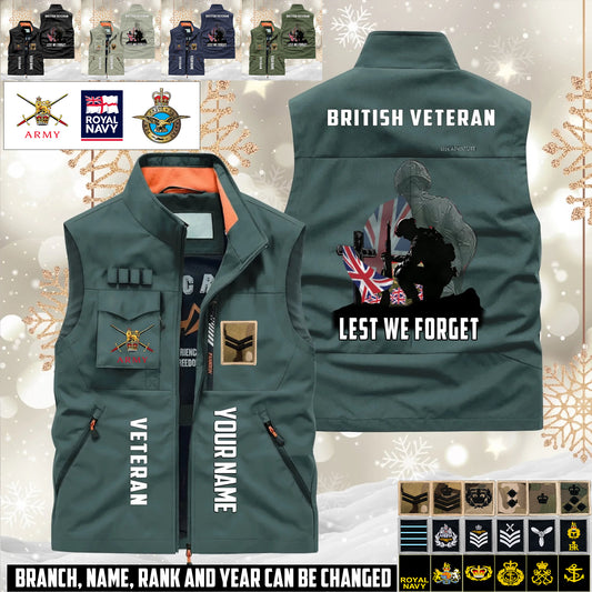 Personalized UK Soldier/ Veteran With Name & Rank Sleeveless Jacket Multicolor - 17632512