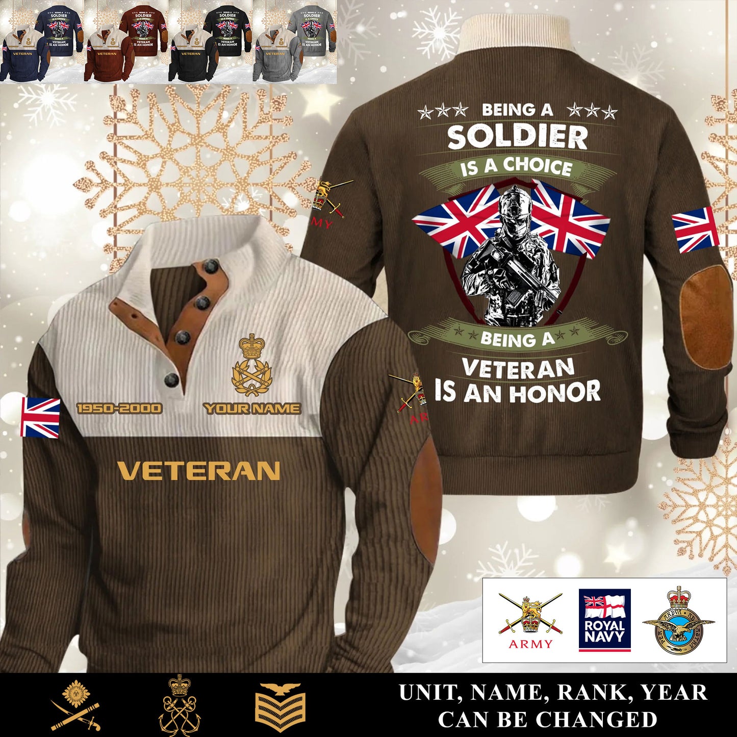 Personalized UK Soldier/ Veteran With Name, Year And Rank Sports Sweatshirt - 17565120